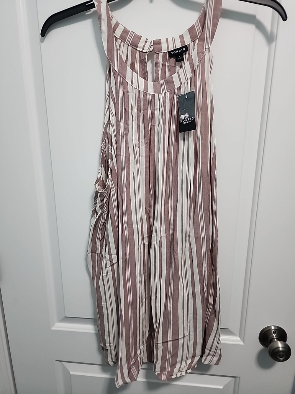 torrid Mauve and White Vertical Stripe Sleeveless Top